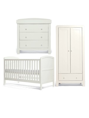 Dover White 3 Piece Cotbed Set with Dresser Changer & Wardrobe